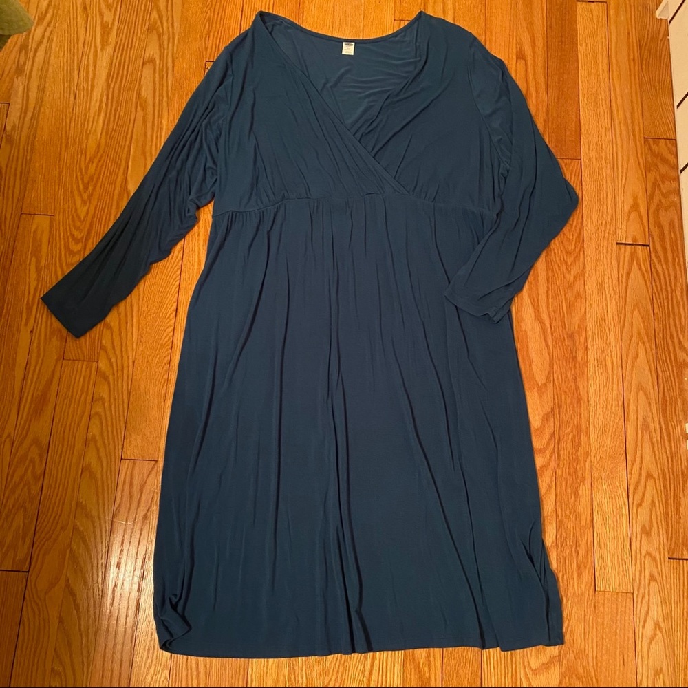 Blue Wrap Top Dress